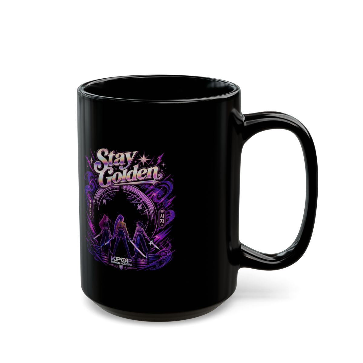 KPop Demon Hunters "Stay Golden" Black Mug - alternate angle 5, merchandise