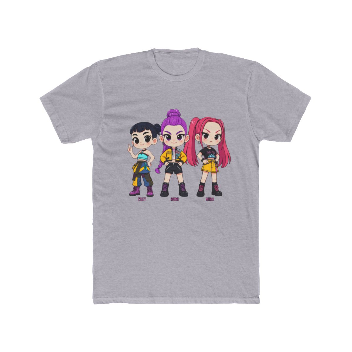 Kpop Demon Hunters Shirt Huntrix Mira Rumi Zoey Chibi Kids M8296 T Shirt - alternate angle 5, merchandise