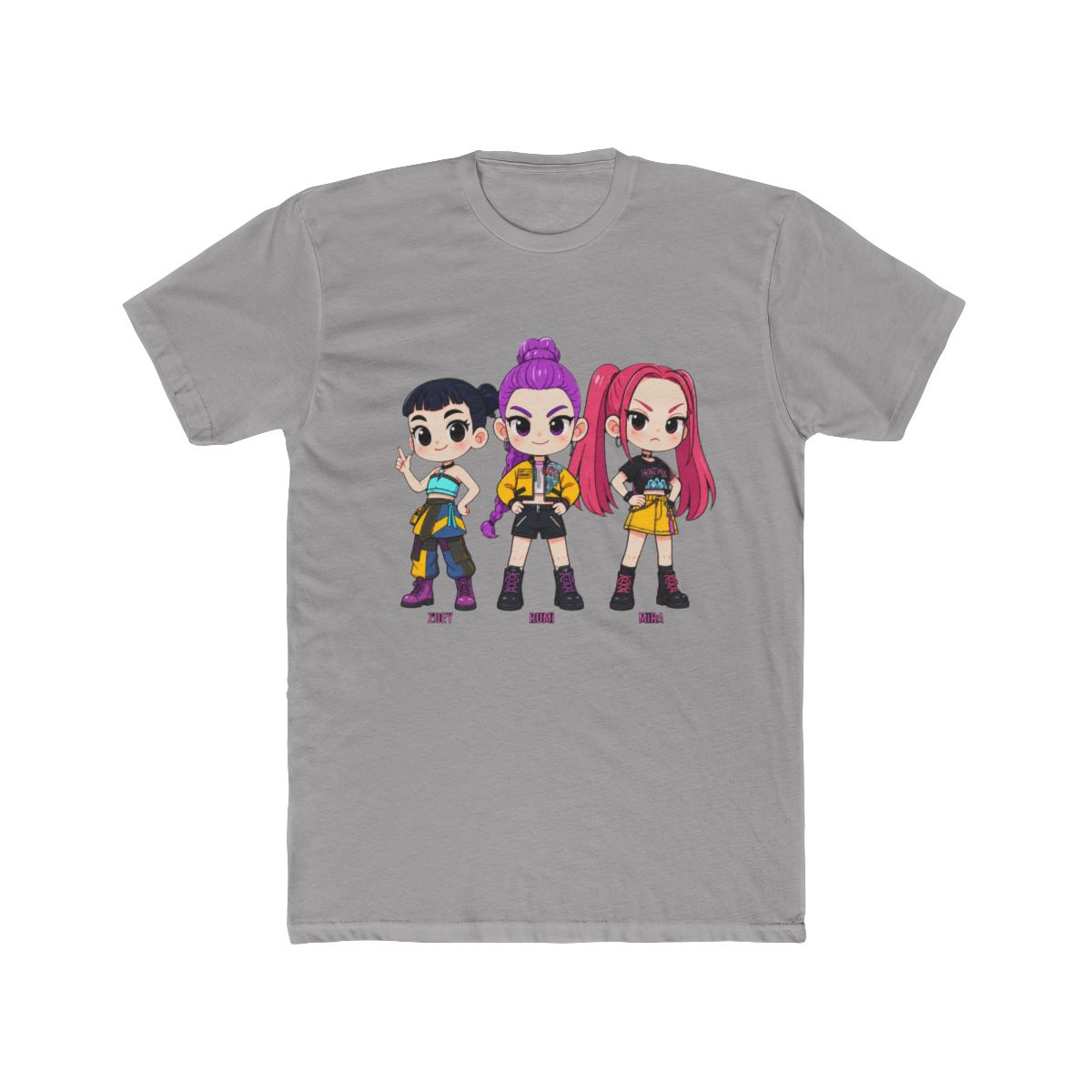 Kpop Demon Hunters Shirt Huntrix Mira Rumi Zoey Chibi Kids M8296 T Shirt - alternate angle 2, merchandise