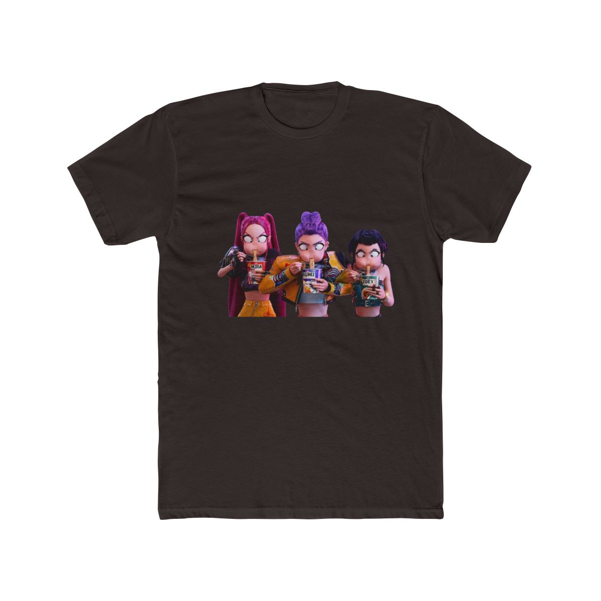 Kpop Demon Hunters Mira Rumi Zoey Eating Ramyeon T Shirt - alternate angle 3, merchandise