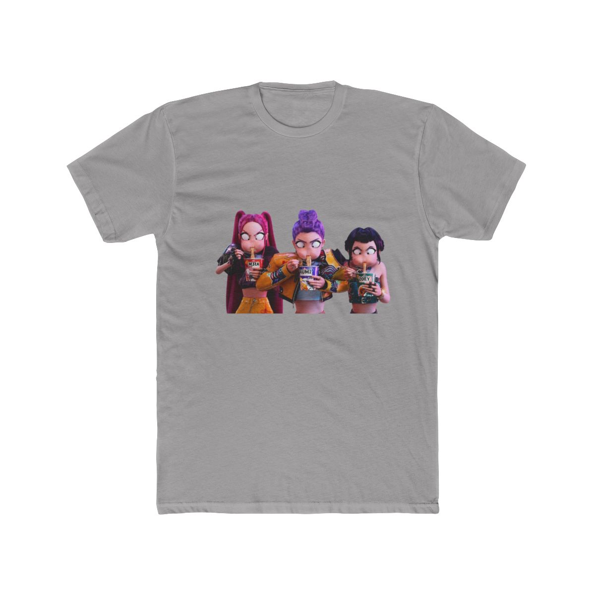 Kpop Demon Hunters Mira Rumi Zoey Eating Ramyeon T Shirt - alternate angle 2, merchandise